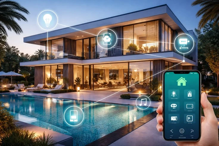 Smart home dengan berbagai teknologi canggih yang terhubung